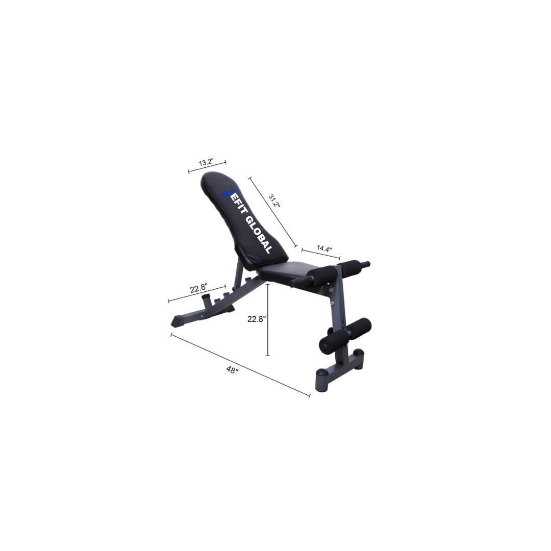 EFIT 3‑in‑1 Adjustable Weight Bench – Incline, Flat & Decline Exercise Bench for Home Gym, Heavy‑Duty Alloy Steel Frame