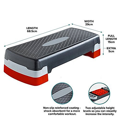 Gym Aerobic Stepper Board with Adjustable Height (Orange) – Fitness Exercise Step Platform