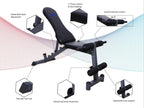 EFIT 3‑in‑1 Adjustable Weight Bench – Incline, Flat & Decline Exercise Bench for Home Gym, Heavy‑Duty Alloy Steel Frame