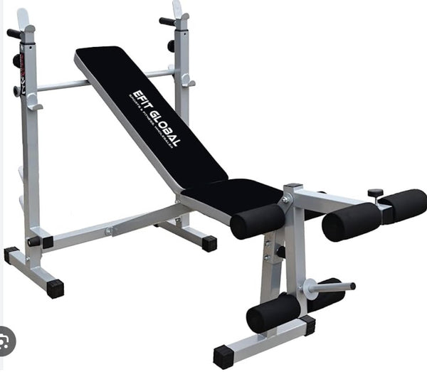 EFIT GLOBAL Multi-Purpose Adjustable Gym Workout Bench – Heavy-Duty Stainless Steel, Grey