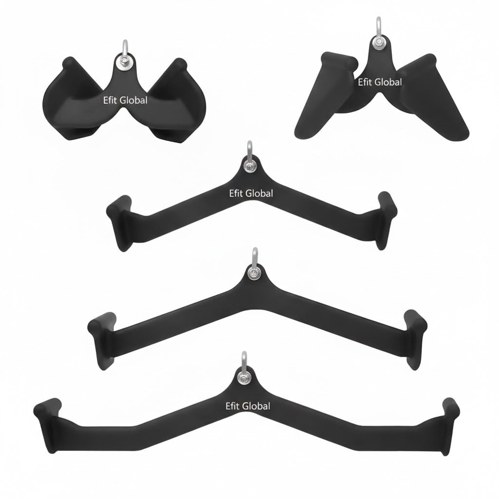 Machine Cable Attachments Strength Training Equipment Bars, Ropes, Handles for Weightlifting and Bodybuilding (Mag Grip Set of 5)