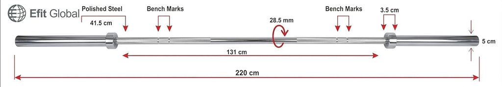 EFIT Steel Olympic Barbell Atlas, 300kg 7.2 feet length
